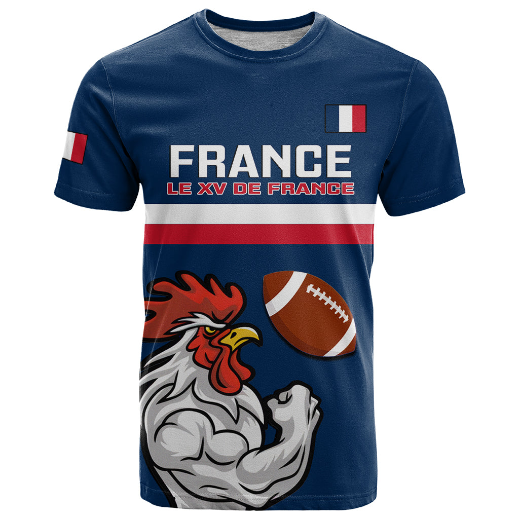 Custom France Rugby T Shirt World Cup Allez Les Bleus 2023 Mascot - Wonder Print Shop