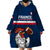Custom France Rugby Wearable Blanket Hoodie World Cup Allez Les Bleus 2023 Mascot - Wonder Print Shop