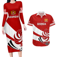 Georgia Rugby Couples Matching Long Sleeve Bodycon Dress and Hawaiian Shirt 2023 Go Lelos Curves Style - Wonder Print Shop