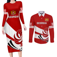 Georgia Rugby Couples Matching Long Sleeve Bodycon Dress and Long Sleeve Button Shirts 2023 Go Lelos Curves Style - Wonder Print Shop