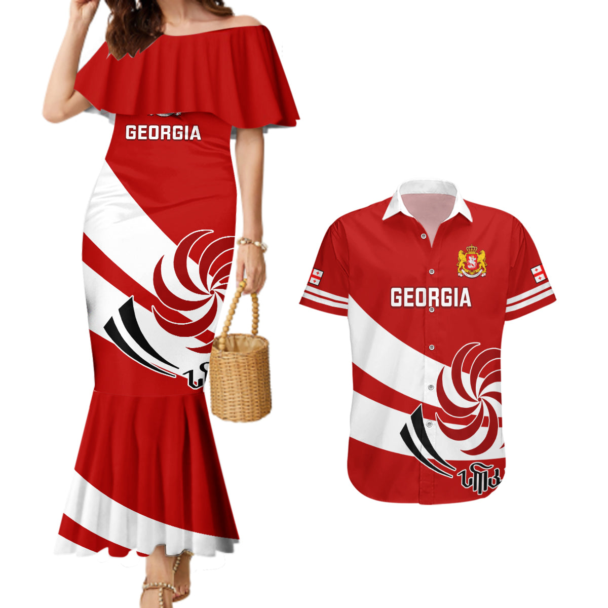 Georgia Rugby Couples Matching Mermaid Dress and Hawaiian Shirt 2023 Go Lelos Curves Style - Wonder Print Shop