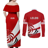 Georgia Rugby Couples Matching Off Shoulder Maxi Dress and Long Sleeve Button Shirts 2023 Go Lelos Curves Style - Wonder Print Shop