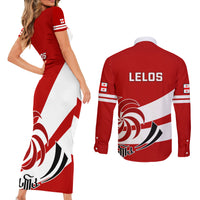 Georgia Rugby Couples Matching Short Sleeve Bodycon Dress and Long Sleeve Button Shirts 2023 Go Lelos Curves Style - Wonder Print Shop