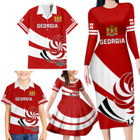 Georgia Rugby Family Matching Long Sleeve Bodycon Dress and Hawaiian Shirt 2023 Go Lelos Curves Style - Wonder Print Shop