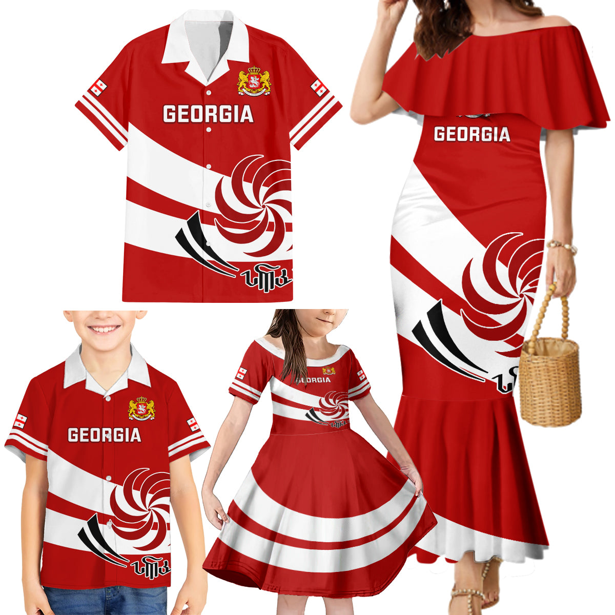 Georgia Rugby Family Matching Mermaid Dress and Hawaiian Shirt 2023 Go Lelos Curves Style - Wonder Print Shop