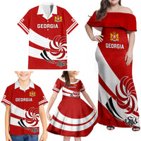 Georgia Rugby Family Matching Off Shoulder Maxi Dress and Hawaiian Shirt 2023 Go Lelos Curves Style - Wonder Print Shop
