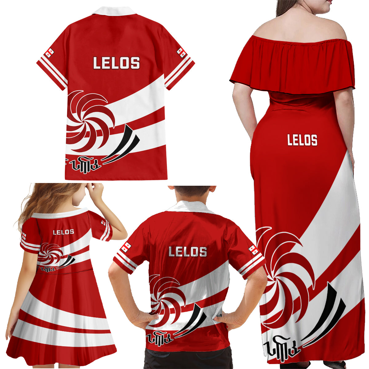 Georgia Rugby Family Matching Off Shoulder Maxi Dress and Hawaiian Shirt 2023 Go Lelos Curves Style - Wonder Print Shop