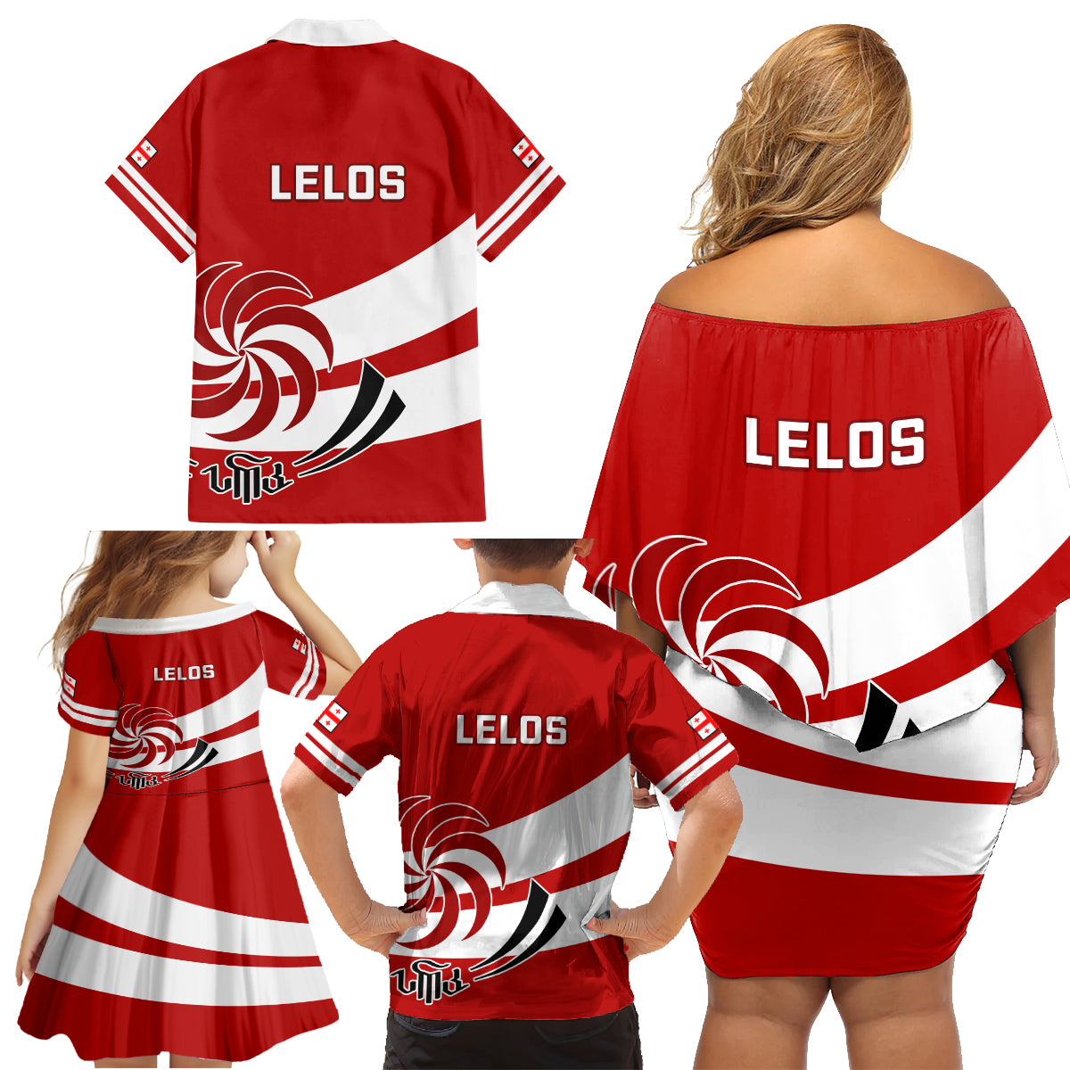 Georgia Rugby Family Matching Off Shoulder Short Dress and Hawaiian Shirt 2023 Go Lelos Curves Style - Wonder Print Shop