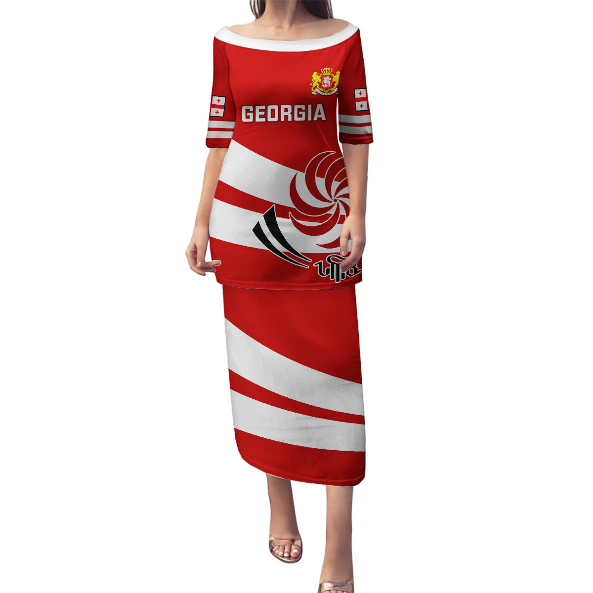 Georgia Rugby Family Matching Puletasi Dress and Hawaiian Shirt 2023 Go Lelos Curves Style - Wonder Print Shop