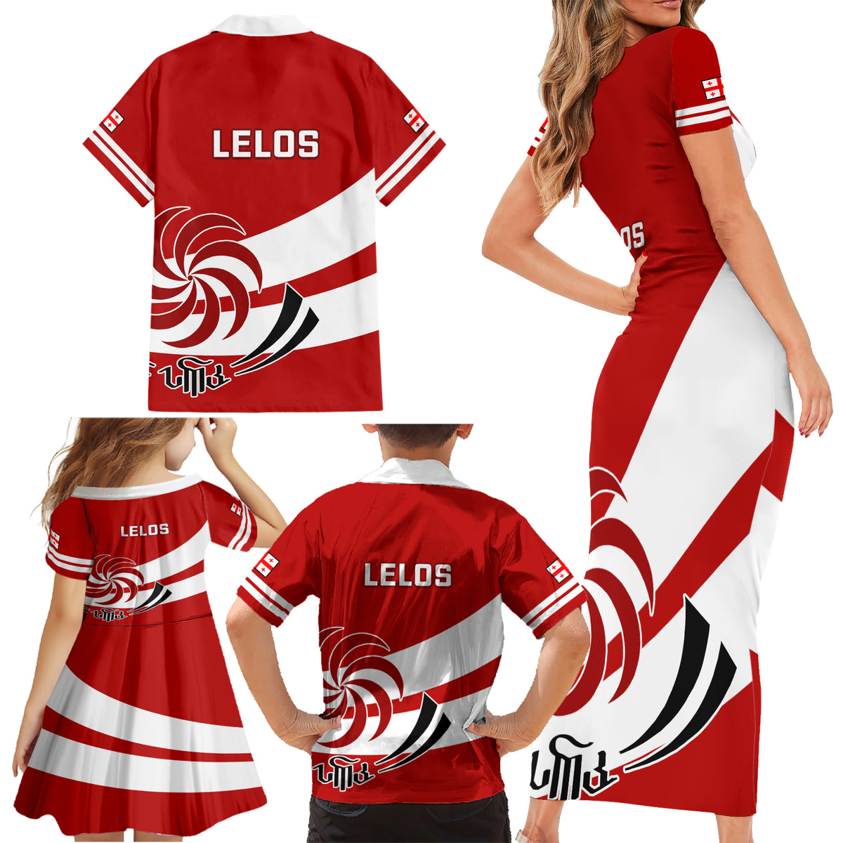 Georgia Rugby Family Matching Short Sleeve Bodycon Dress and Hawaiian Shirt 2023 Go Lelos Curves Style - Wonder Print Shop