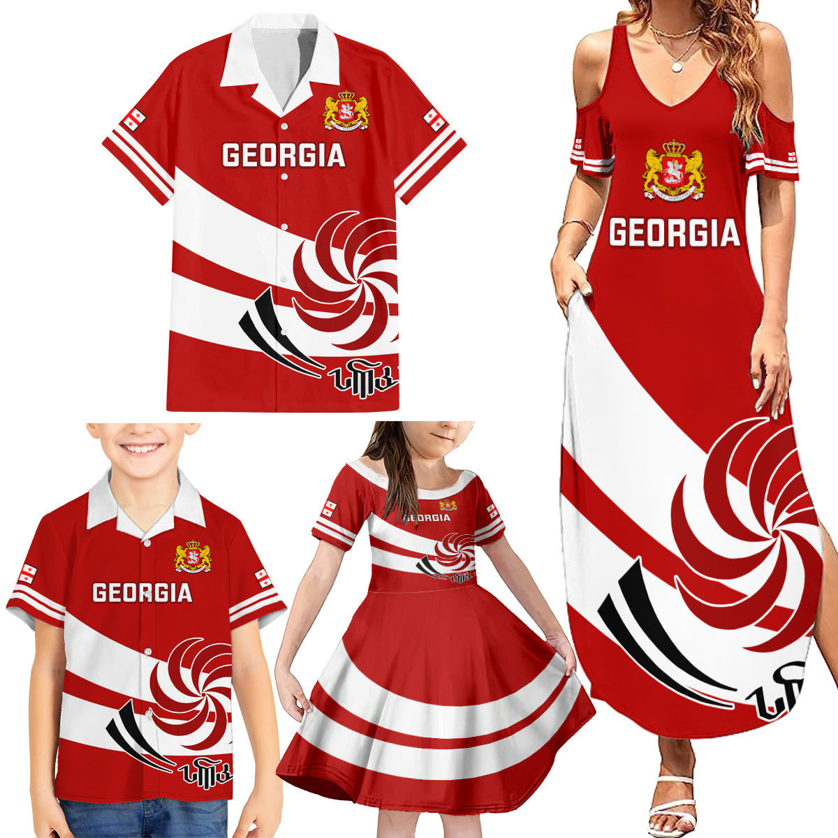 Georgia Rugby Family Matching Summer Maxi Dress and Hawaiian Shirt 2023 Go Lelos Curves Style - Wonder Print Shop