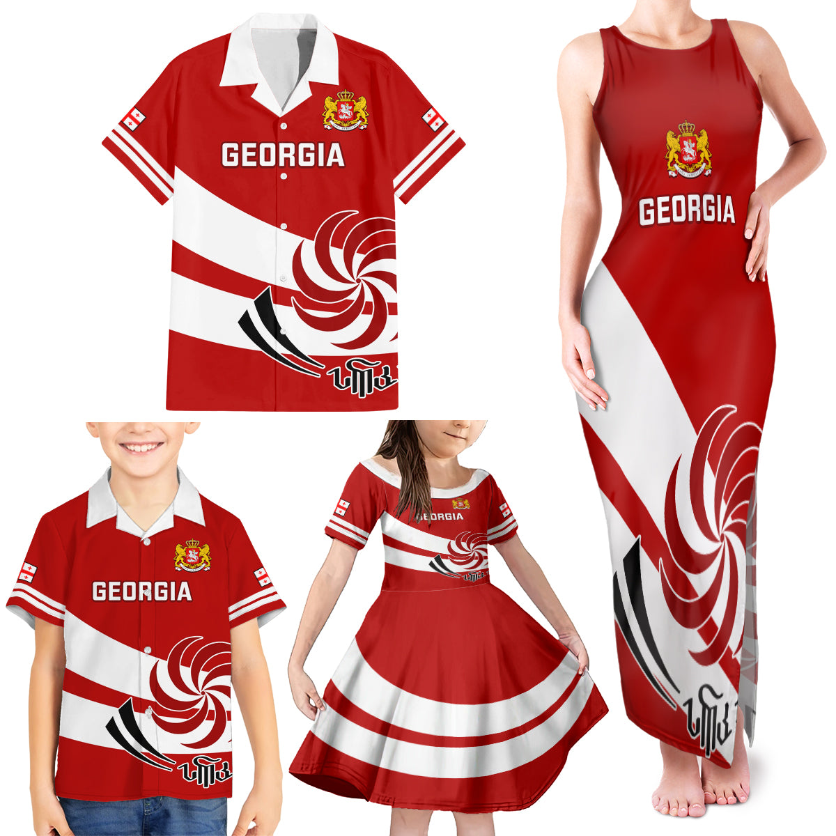 Georgia Rugby Family Matching Tank Maxi Dress and Hawaiian Shirt 2023 Go Lelos Curves Style - Wonder Print Shop