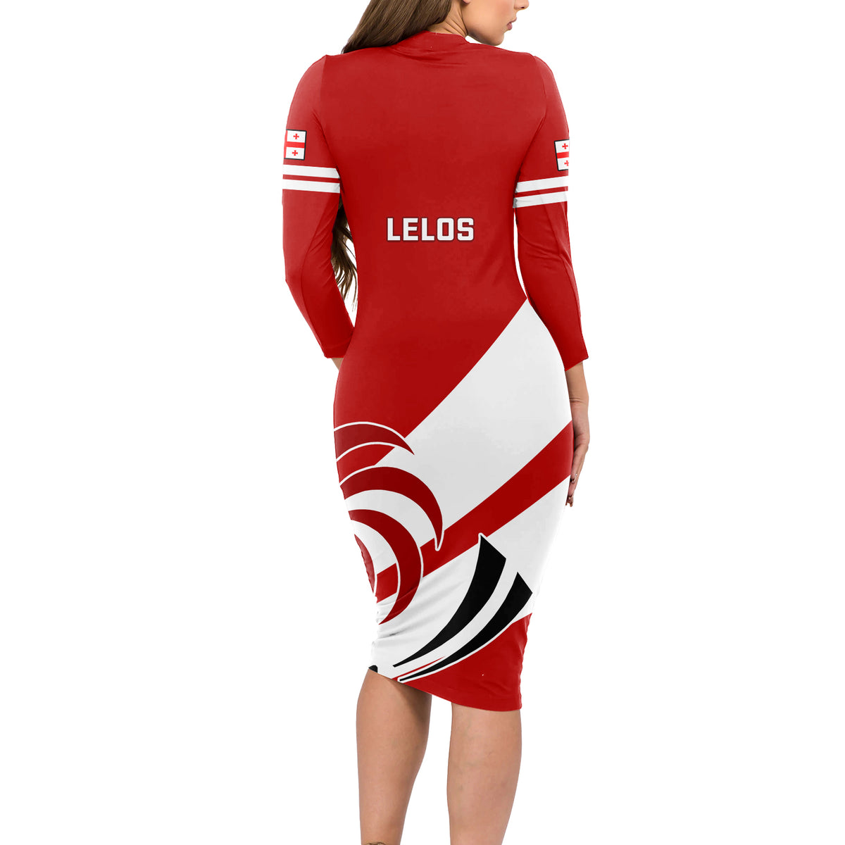 Georgia Rugby Long Sleeve Bodycon Dress 2023 Go Lelos Curves Style - Wonder Print Shop