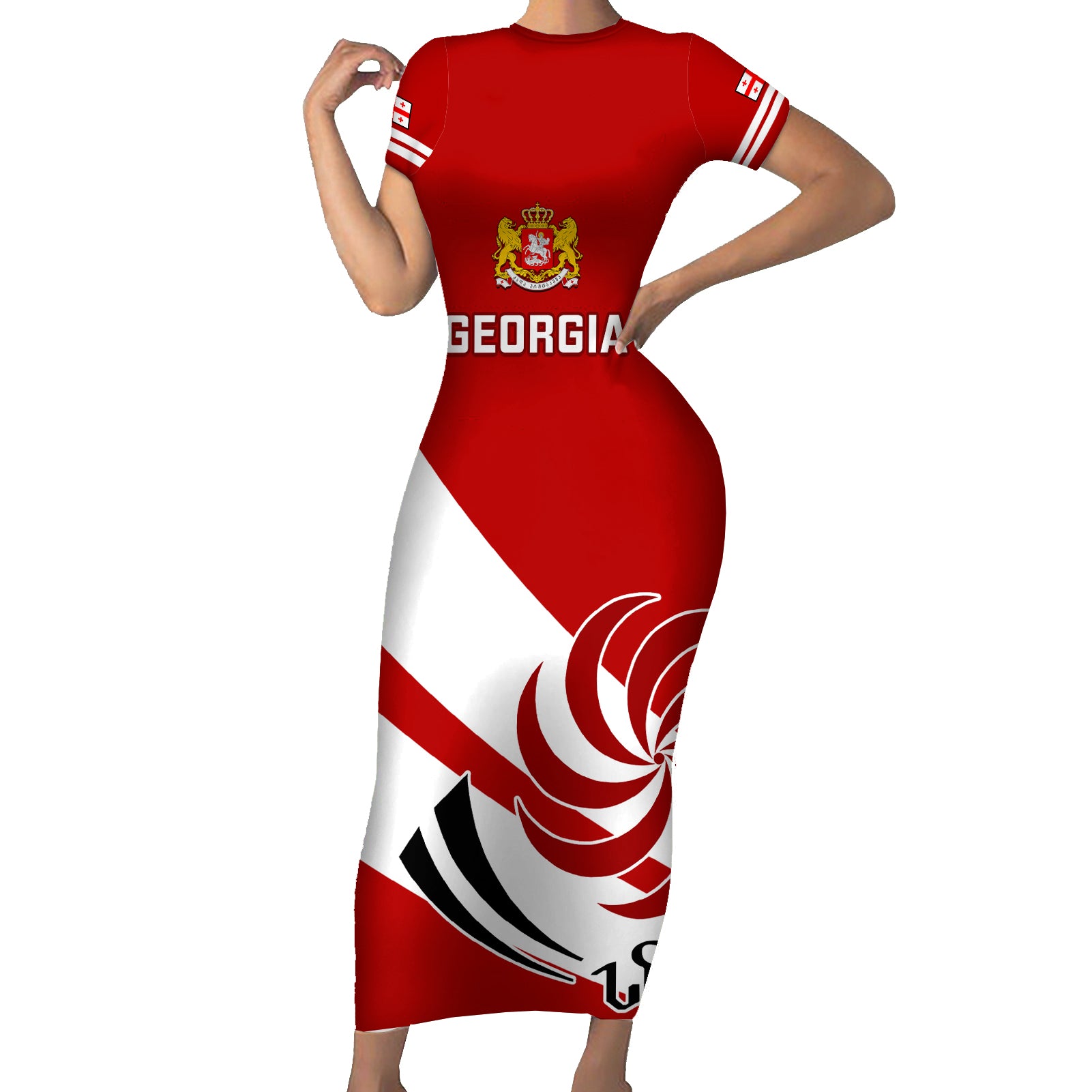 Georgia Rugby Short Sleeve Bodycon Dress 2023 Go Lelos Curves Style - Wonder Print Shop