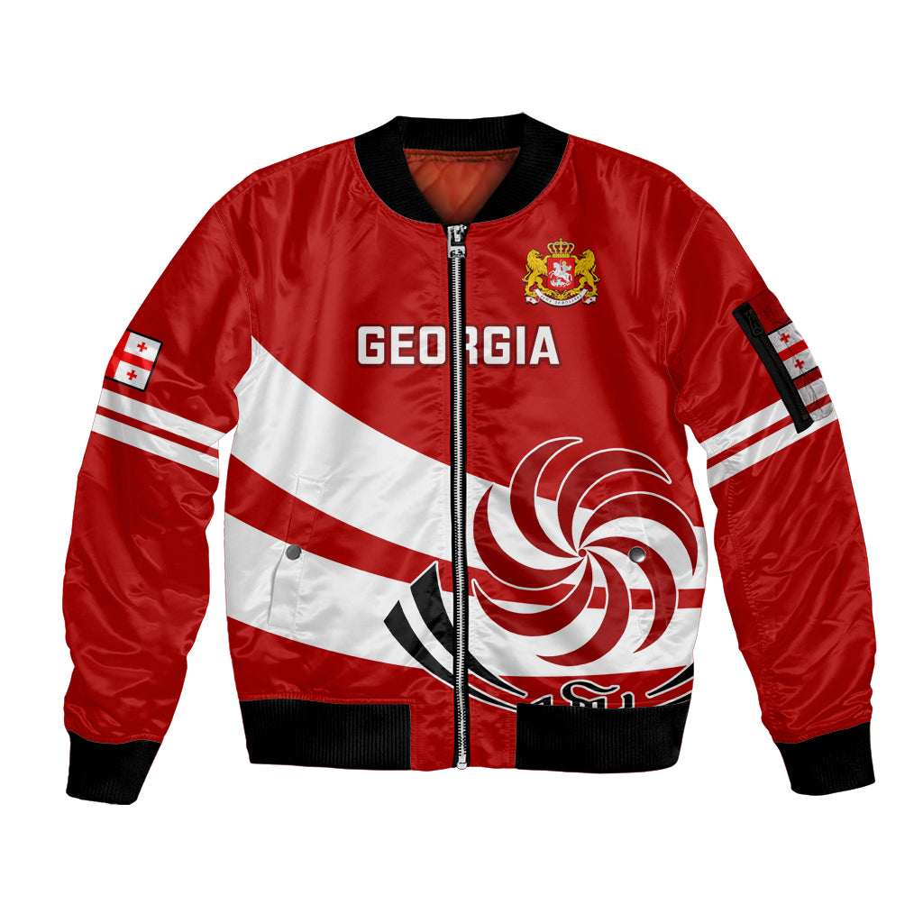 Georgia Rugby Sleeve Zip Bomber Jacket 2023 Go Lelos Curves Style - Wonder Print Shop