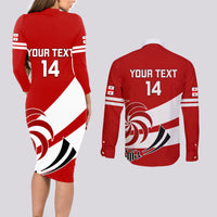Custom Georgia Rugby Couples Matching Long Sleeve Bodycon Dress and Long Sleeve Button Shirts 2023 Go Lelos Curves Style - Wonder Print Shop