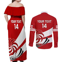 Custom Georgia Rugby Couples Matching Off Shoulder Maxi Dress and Long Sleeve Button Shirts 2023 Go Lelos Curves Style - Wonder Print Shop