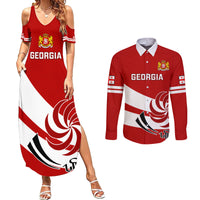Custom Georgia Rugby Couples Matching Summer Maxi Dress and Long Sleeve Button Shirts 2023 Go Lelos Curves Style - Wonder Print Shop