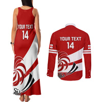 Custom Georgia Rugby Couples Matching Tank Maxi Dress and Long Sleeve Button Shirts 2023 Go Lelos Curves Style - Wonder Print Shop