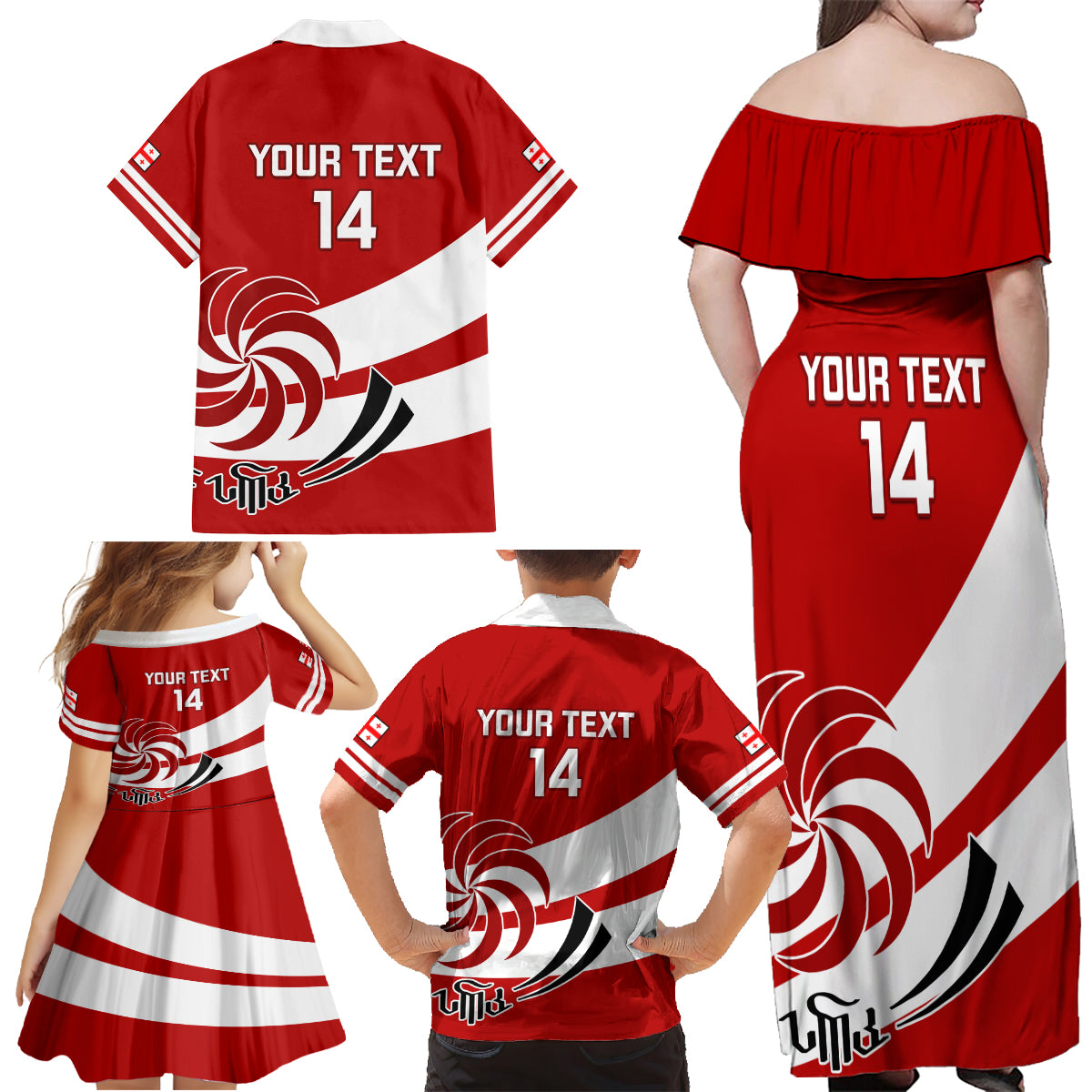 Custom Georgia Rugby Family Matching Off Shoulder Maxi Dress and Hawaiian Shirt 2023 Go Lelos Curves Style - Wonder Print Shop