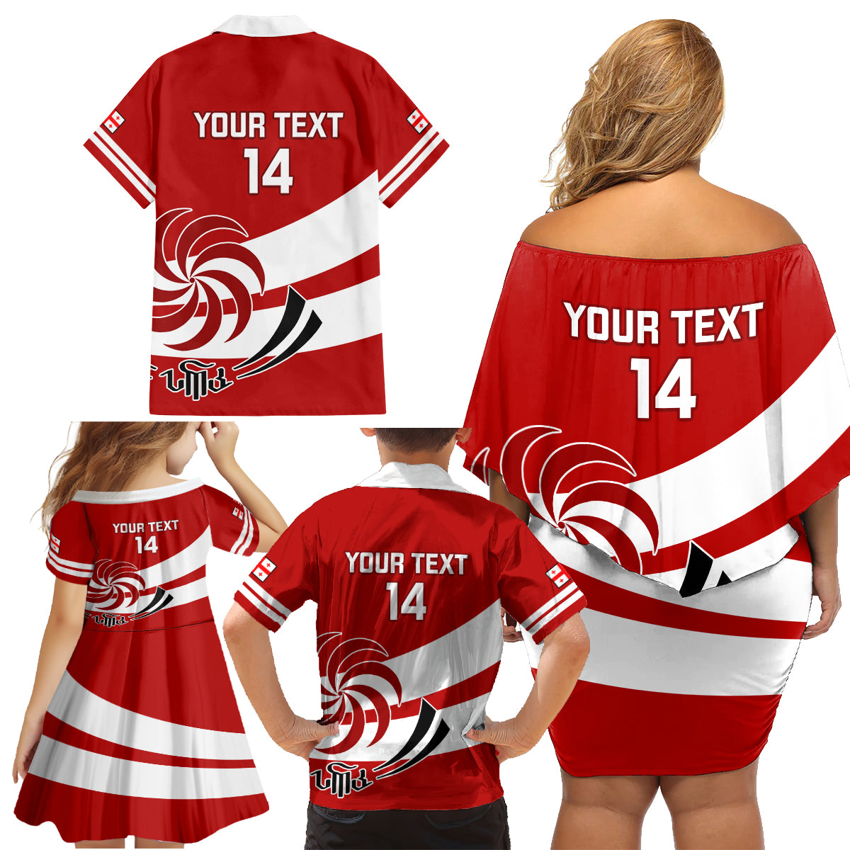 Custom Georgia Rugby Family Matching Off Shoulder Short Dress and Hawaiian Shirt 2023 Go Lelos Curves Style - Wonder Print Shop
