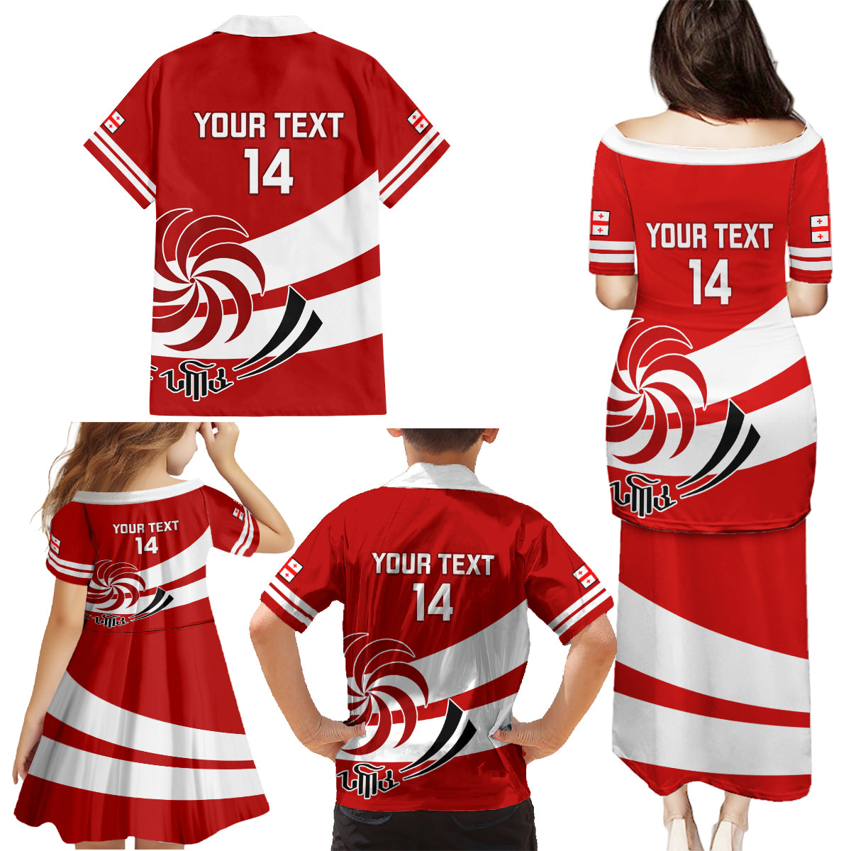 Custom Georgia Rugby Family Matching Puletasi Dress and Hawaiian Shirt 2023 Go Lelos Curves Style - Wonder Print Shop