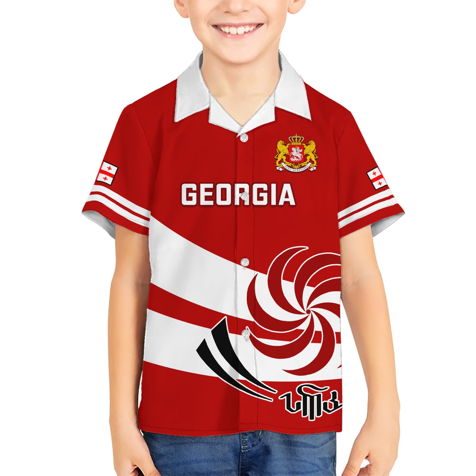 Custom Georgia Rugby Kid Hawaiian Shirt 2023 Go Lelos Curves Style - Wonder Print Shop