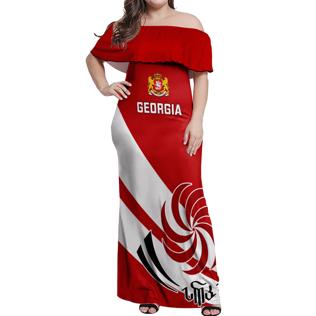 Custom Georgia Rugby Off Shoulder Maxi Dress 2023 Go Lelos Curves Style - Wonder Print Shop