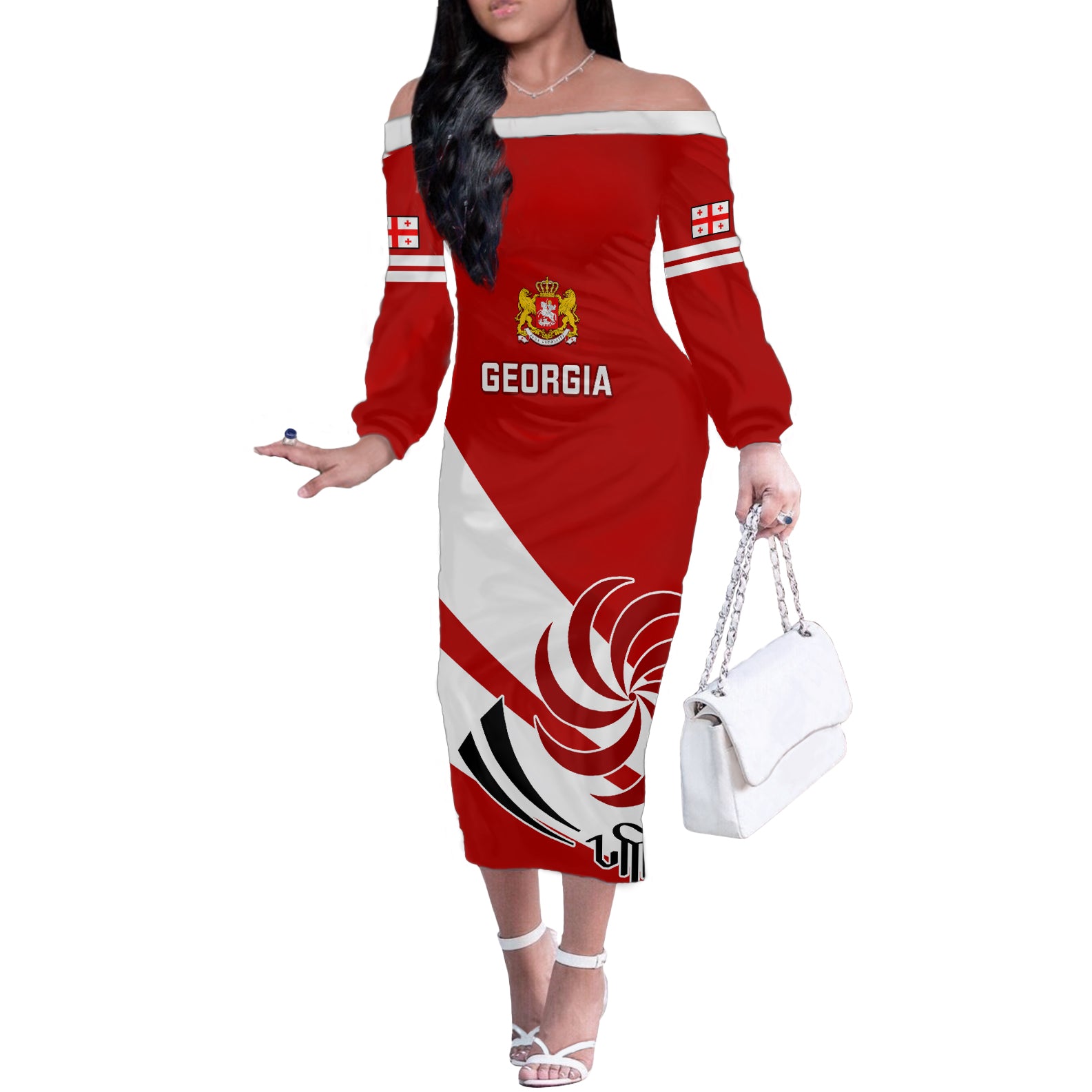 Custom Georgia Rugby Off The Shoulder Long Sleeve Dress 2023 Go Lelos Curves Style - Wonder Print Shop