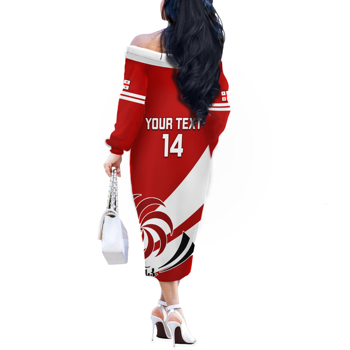 Custom Georgia Rugby Off The Shoulder Long Sleeve Dress 2023 Go Lelos Curves Style - Wonder Print Shop
