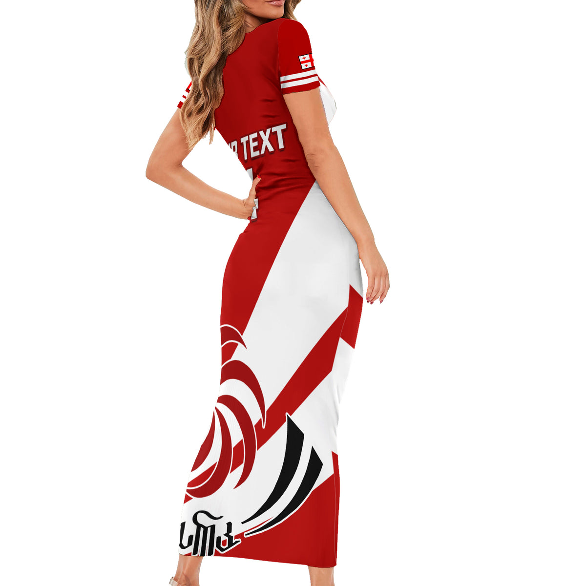 Custom Georgia Rugby Short Sleeve Bodycon Dress 2023 Go Lelos Curves Style - Wonder Print Shop