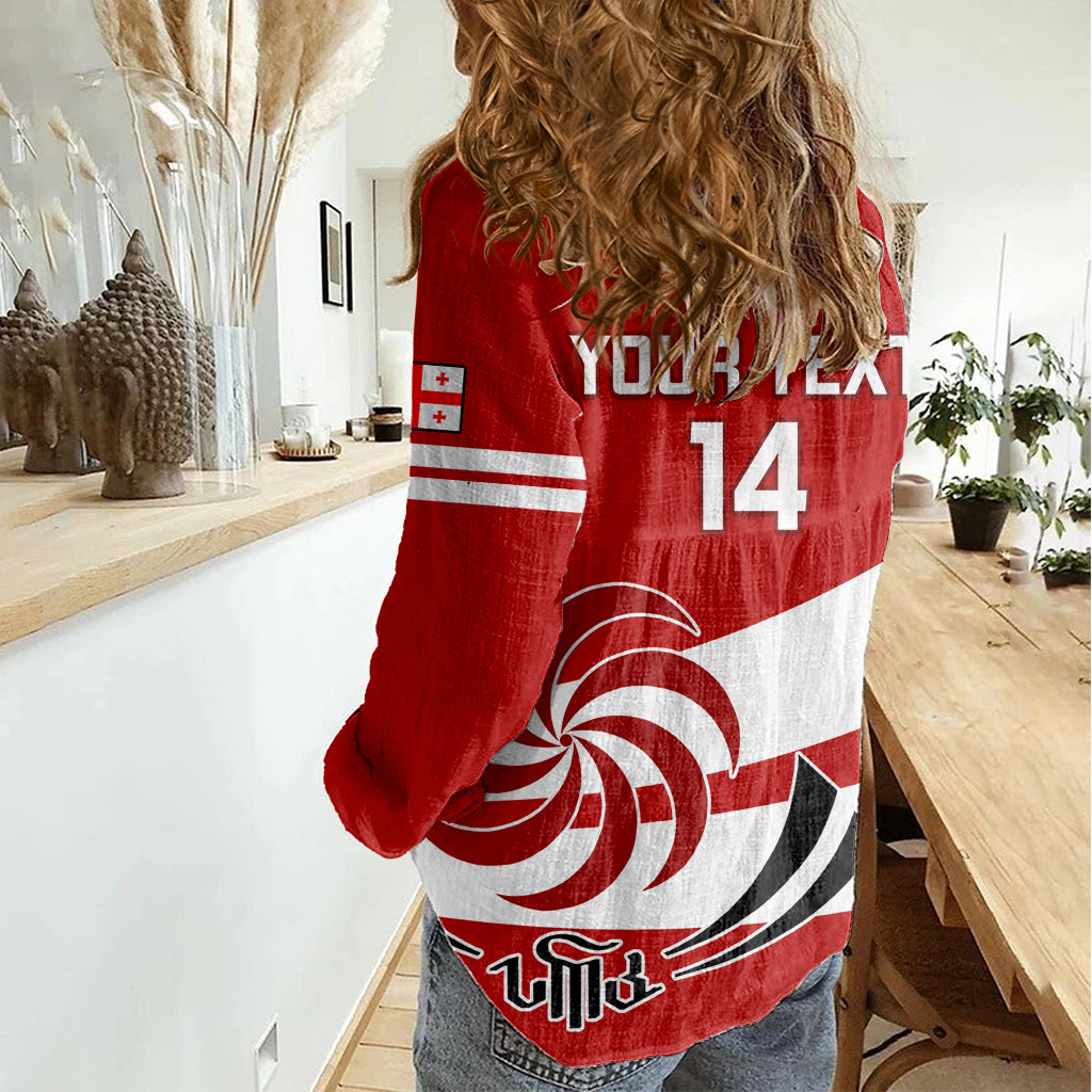 Custom Georgia Rugby Women Casual Shirt 2023 Go Lelos Curves Style - Wonder Print Shop