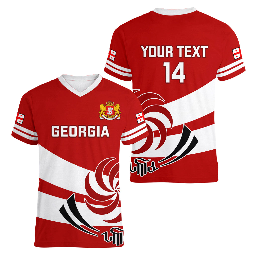 Custom Georgia Rugby Women V Neck T Shirt 2023 Go Lelos Curves Style - Wonder Print Shop
