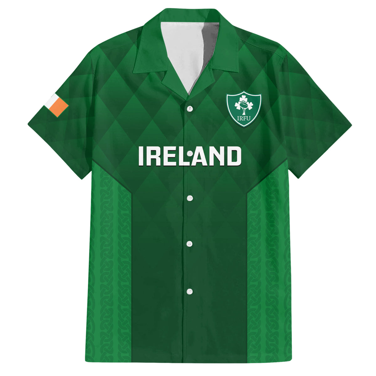 Ireland Rugby Family Matching Short Sleeve Bodycon Dress and Hawaiian Shirt 2023 Go Shamrock World Cup Irish Celtic Pattern - Wonder Print Shop