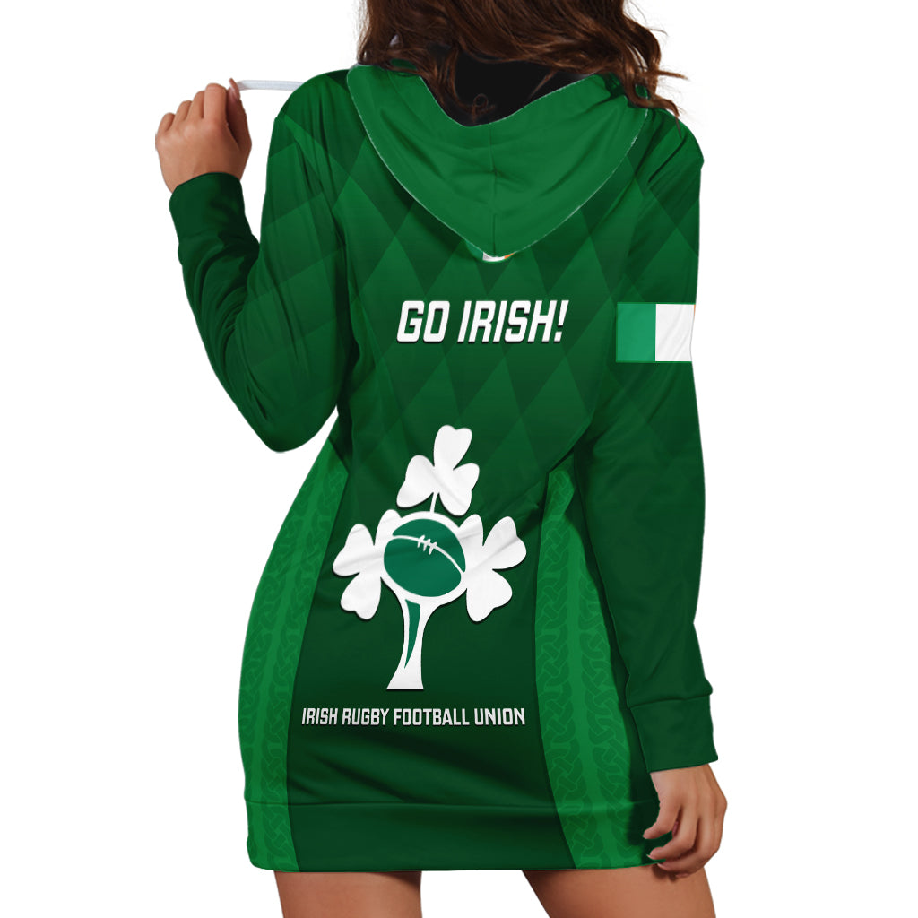 Ireland Rugby Hoodie Dress 2023 Go Shamrock World Cup Irish Celtic Pattern - Wonder Print Shop