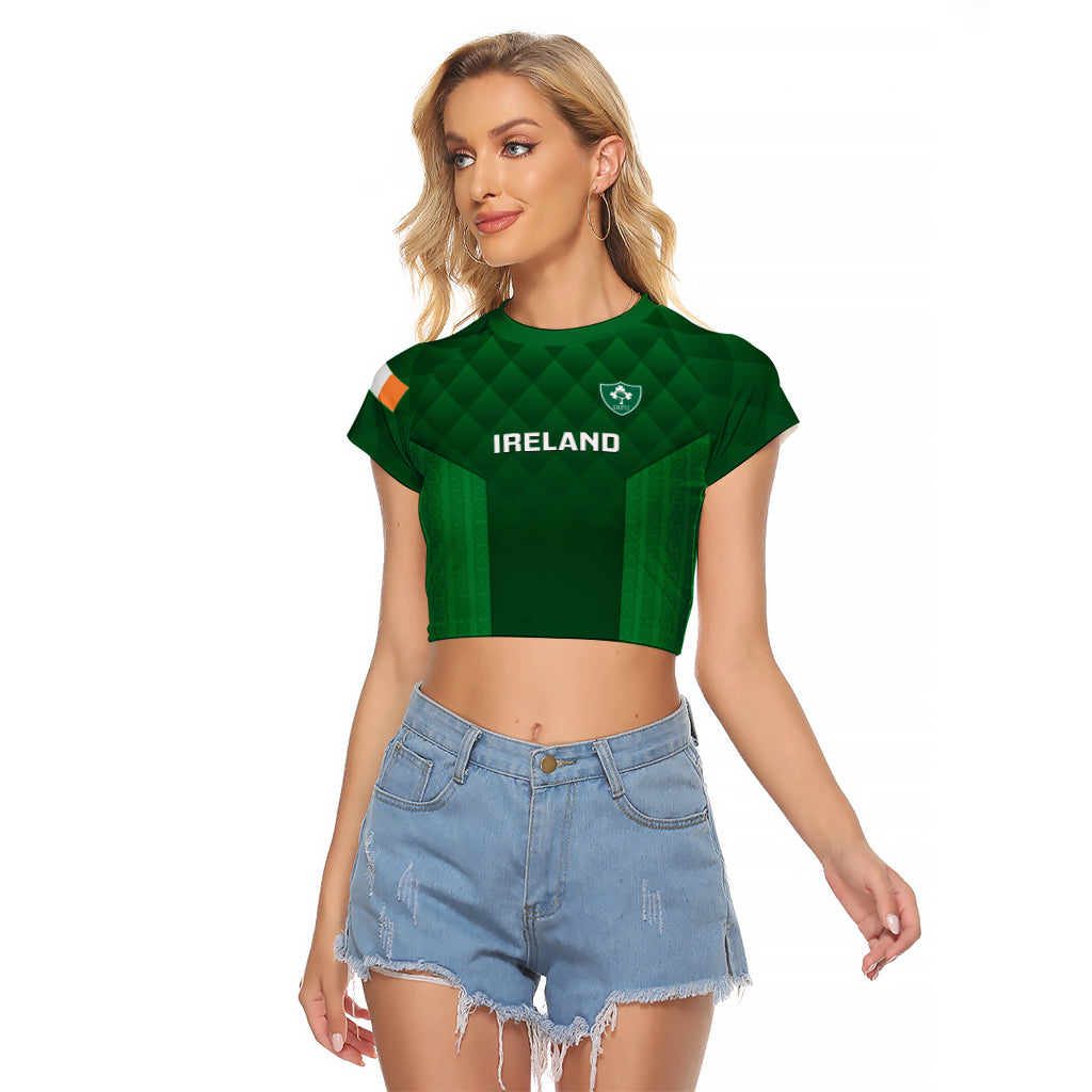Ireland Rugby Raglan Cropped T Shirt 2023 Go Irish Shamrock World Cup - Wonder Print Shop