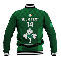 Custom Ireland Rugby Baseball Jacket 2023 Go Shamrock World Cup Irish Celtic Pattern - Wonder Print Shop