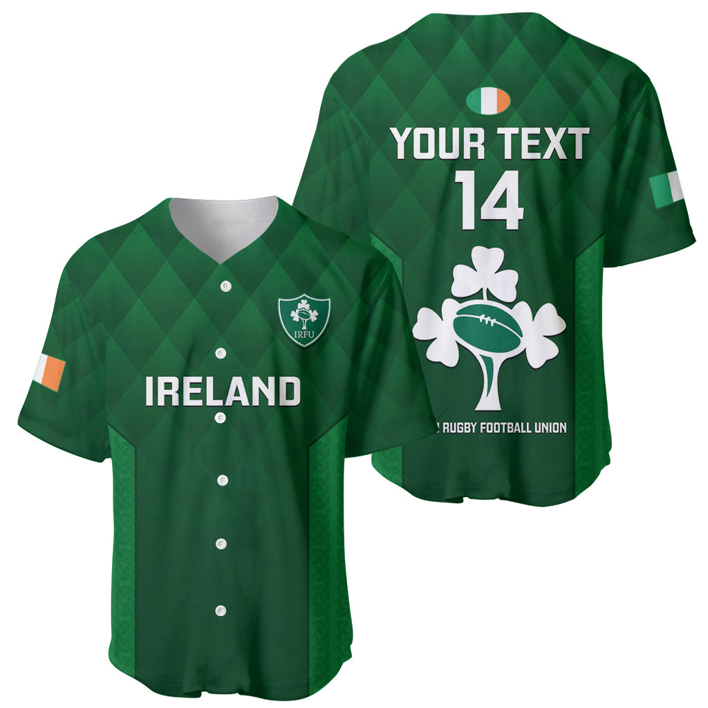 Custom Ireland Rugby Baseball Jersey 2023 Go Shamrock World Cup Irish Celtic Pattern - Wonder Print Shop