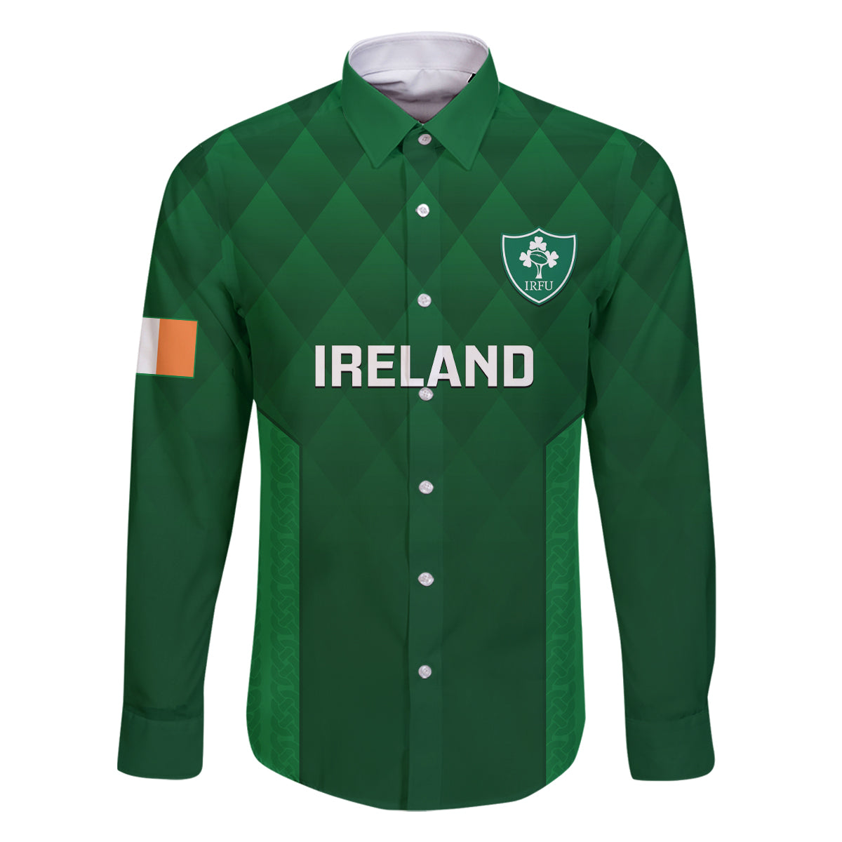 Custom Ireland Rugby Family Matching Off Shoulder Short Dress and Hawaiian Shirt 2023 Go Shamrock World Cup Irish Celtic Pattern - Wonder Print Shop