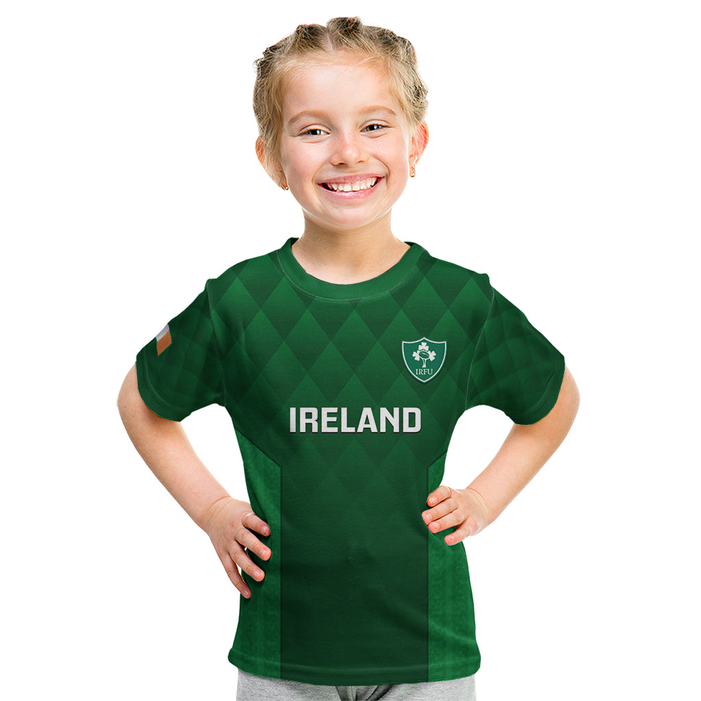 Personalised Ireland Rugby Kid T Shirt 2023 Go Irish Shamrock World Cup LT14