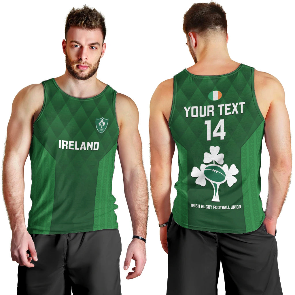 Custom Ireland Rugby Men Tank Top 2023 Go Shamrock World Cup Irish Celtic Pattern - Wonder Print Shop