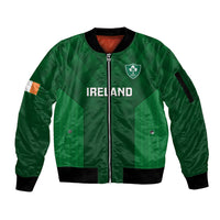 Custom Ireland Rugby Sleeve Zip Bomber Jacket 2023 Go Shamrock World Cup Irish Celtic Pattern - Wonder Print Shop
