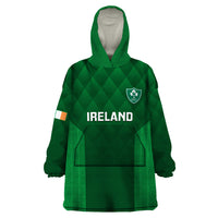 Custom Ireland Rugby Wearable Blanket Hoodie 2023 Go Shamrock World Cup Irish Celtic Pattern - Wonder Print Shop