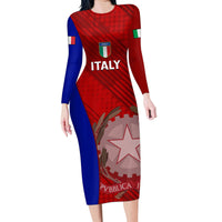 Italy Rugby Family Matching Long Sleeve Bodycon Dress and Hawaiian Shirt 2023 The Blues Grunge Style - Wonder Print Shop
