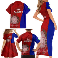 Italy Rugby Family Matching Short Sleeve Bodycon Dress and Hawaiian Shirt 2023 The Blues Grunge Style - Wonder Print Shop