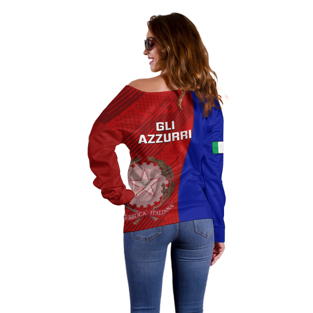 Italy Rugby Off Shoulder Sweater 2023 The Blues Grunge Style - Wonder Print Shop
