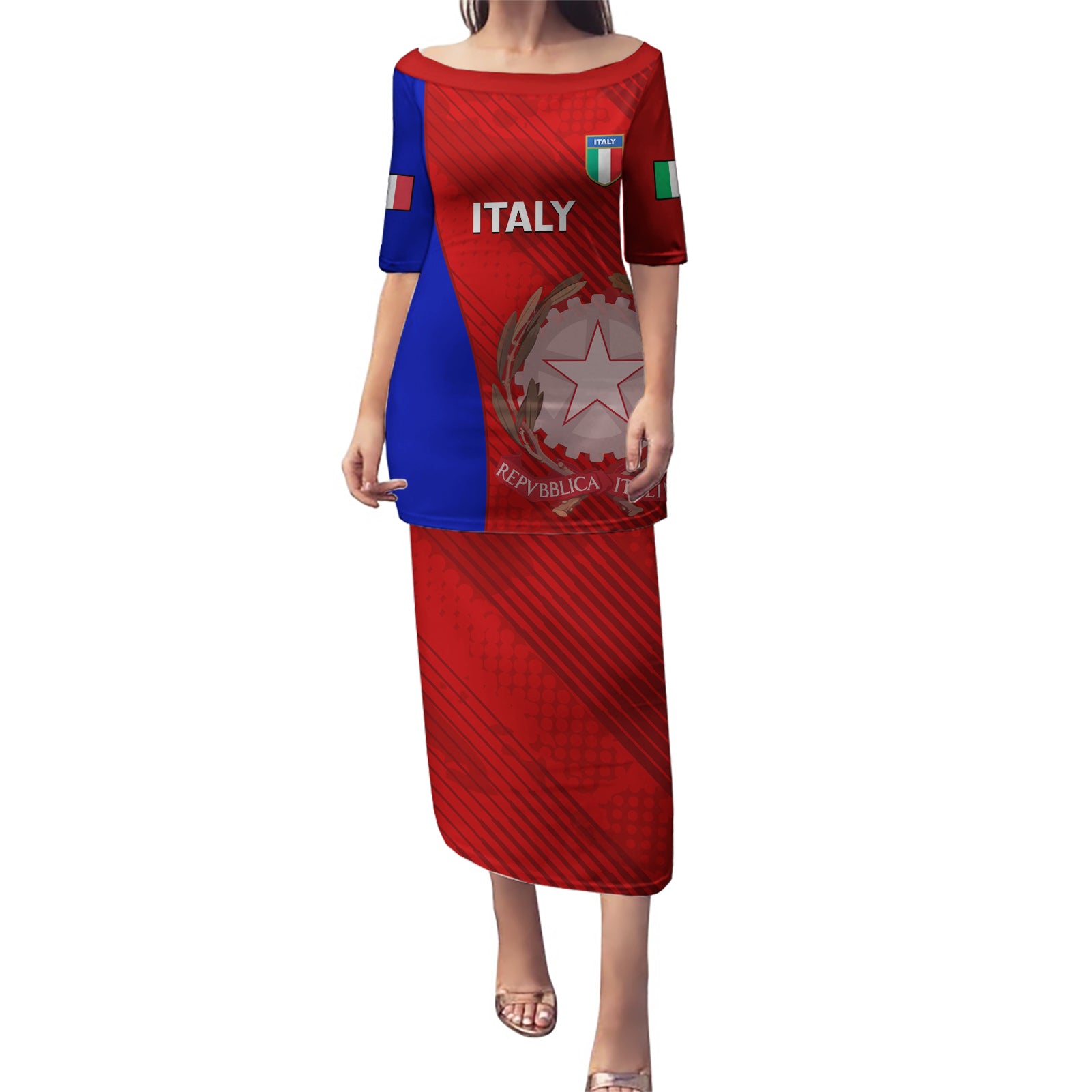 Italy Rugby Puletasi 2023 The Blues Grunge Style - Wonder Print Shop