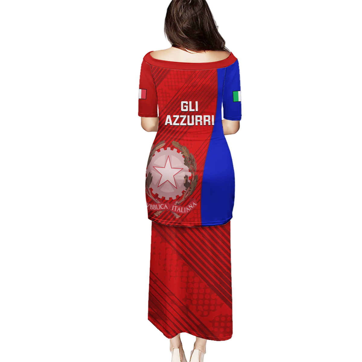 Italy Rugby Puletasi 2023 The Blues Grunge Style - Wonder Print Shop