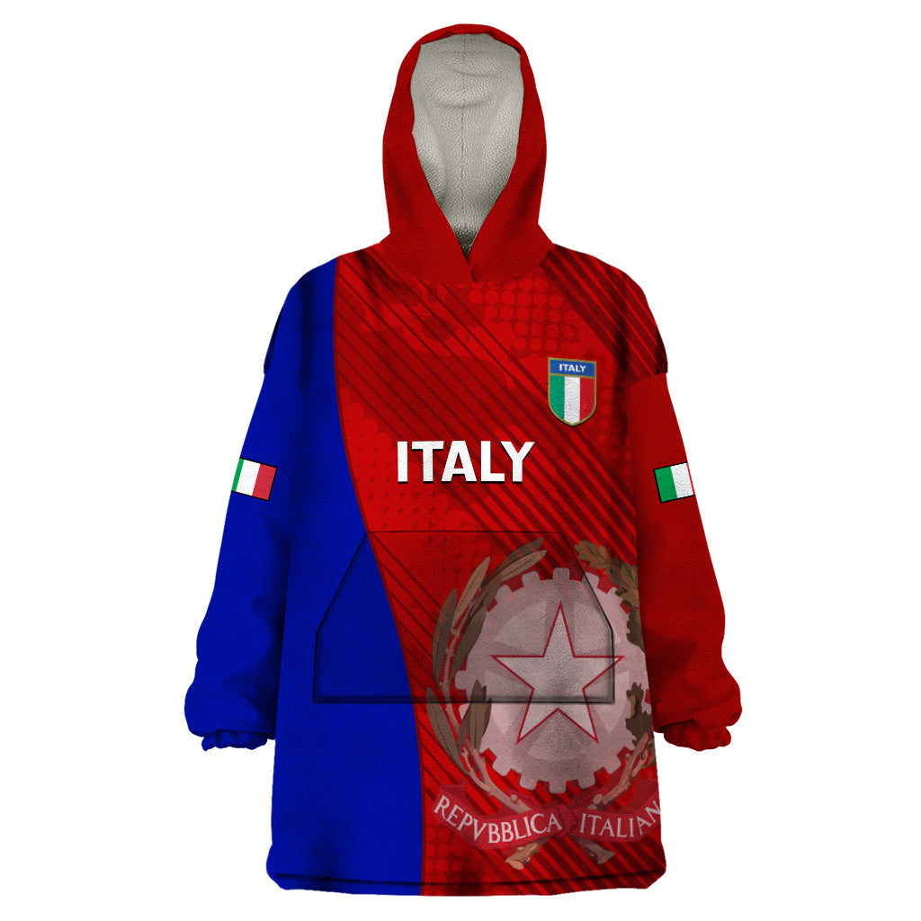Italy Rugby Wearable Blanket Hoodie 2023 The Blues Grunge Style - Wonder Print Shop