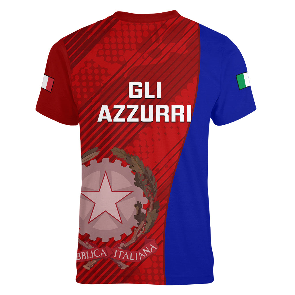 Italy Rugby Women V Neck T Shirt 2023 The Blues Grunge Style - Wonder Print Shop